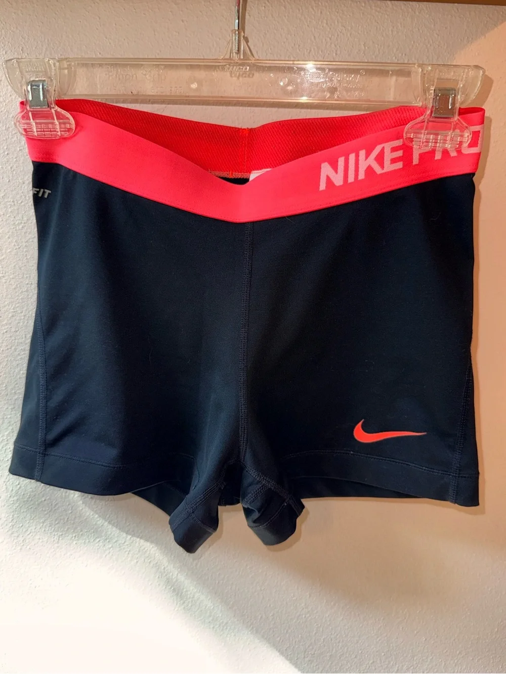 Nike Pro Shorts with Hot Pink Waistband - M